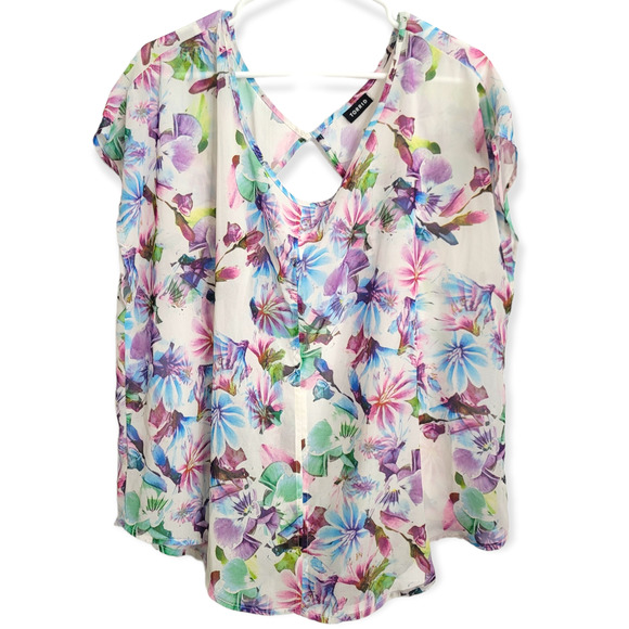 torrid Tops - Torrid Floral Sheer Split Back Top